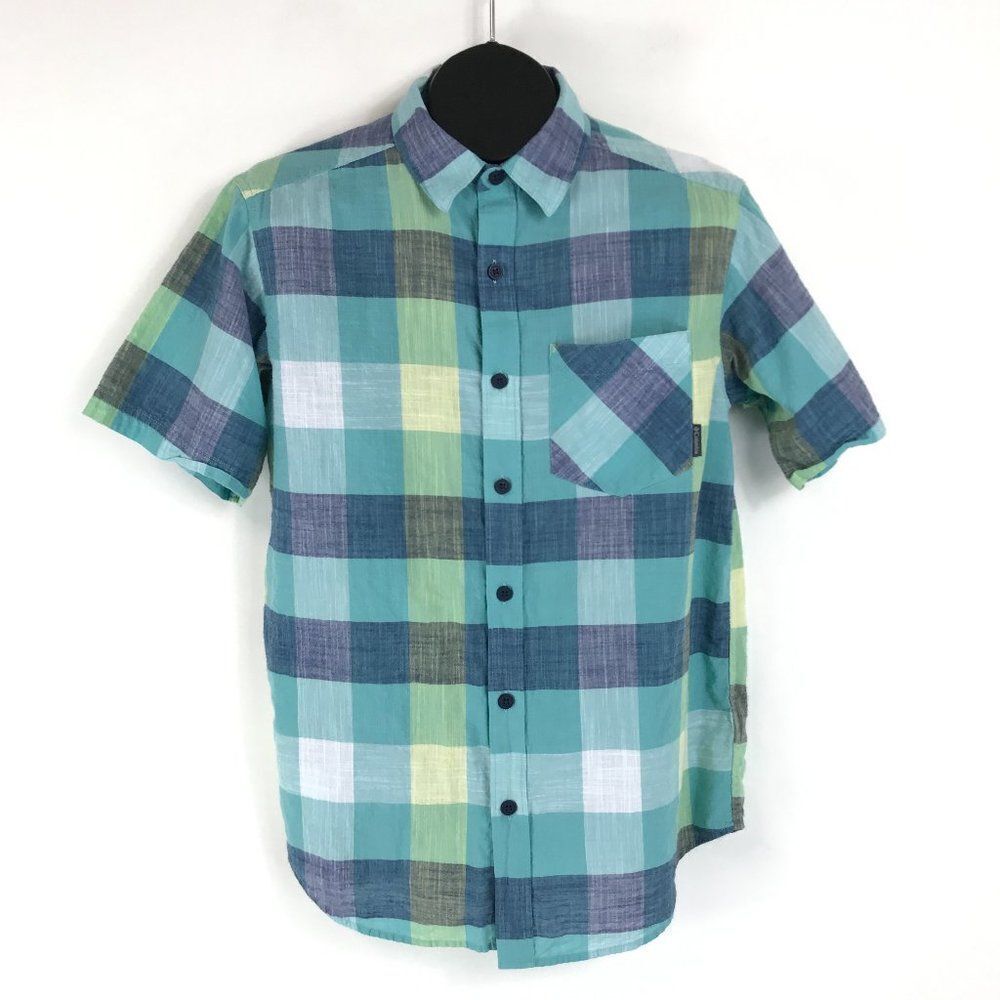 Columbia Regular Fit Button Up Shirt Men’s Small Plaid Check Pocket 100% Cotton